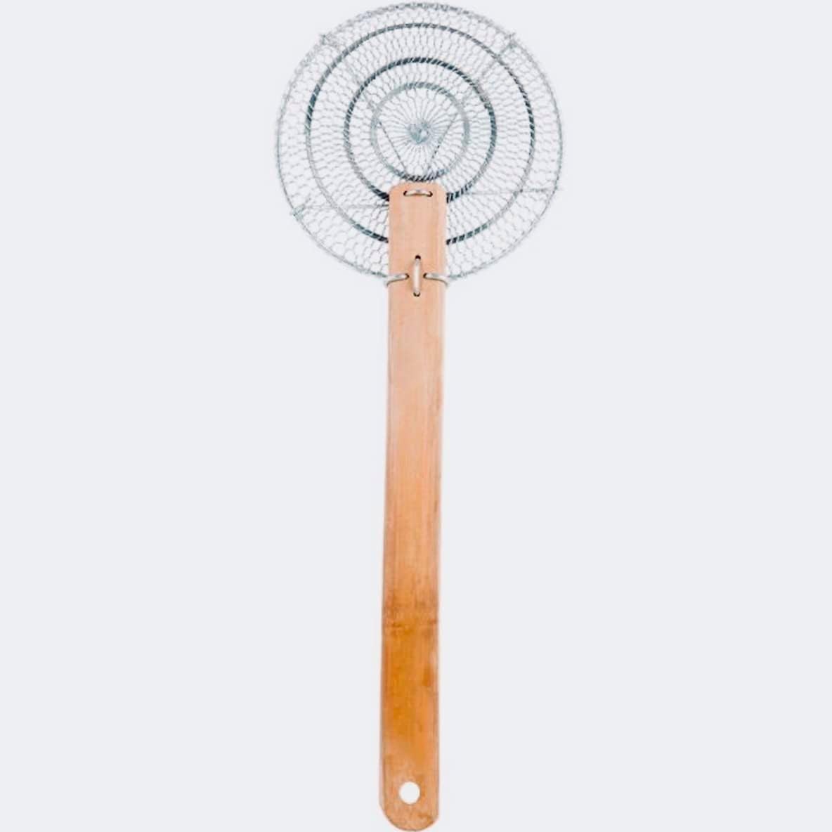 8-Inch Galvanized Steel Spider Strainer – Fine Mesh Skimmer with Natural Bamboo Handle for Cooking & Frying Ideal for Home & Professional Kitchens