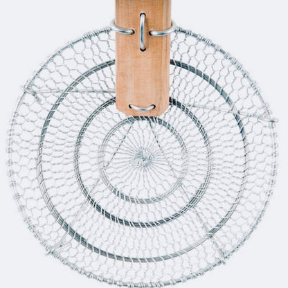 8-Inch Galvanized Steel Spider Strainer – Fine Mesh Skimmer with Natural Bamboo Handle for Cooking & Frying Ideal for Home & Professional Kitchens