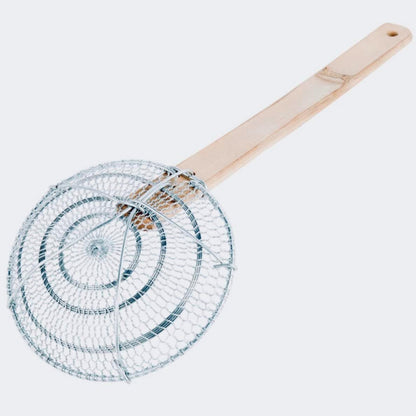 8-Inch Galvanized Steel Spider Strainer – Fine Mesh Skimmer with Natural Bamboo Handle for Cooking & Frying Ideal for Home & Professional Kitchens