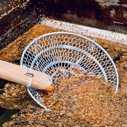 8-Inch Galvanized Steel Spider Strainer – Fine Mesh Skimmer with Natural Bamboo Handle for Cooking & Frying Ideal for Home & Professional Kitchens