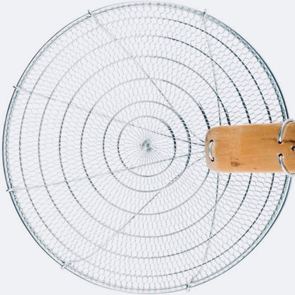 8-Inch Galvanized Steel Spider Strainer – Fine Mesh Skimmer with Natural Bamboo Handle for Cooking & Frying Ideal for Home & Professional Kitchens