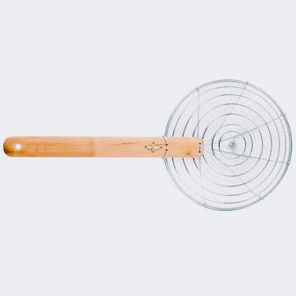 8-Inch Galvanized Steel Spider Strainer – Fine Mesh Skimmer with Natural Bamboo Handle for Cooking & Frying Ideal for Home & Professional Kitchens