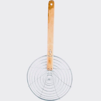 8-Inch Galvanized Steel Spider Strainer – Fine Mesh Skimmer with Natural Bamboo Handle for Cooking & Frying Ideal for Home & Professional Kitchens
