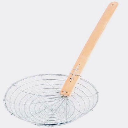 8-Inch Galvanized Steel Spider Strainer – Fine Mesh Skimmer with Natural Bamboo Handle for Cooking & Frying Ideal for Home & Professional Kitchens
