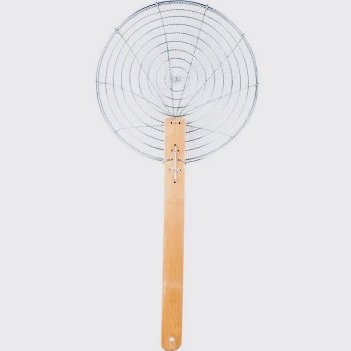 8-Inch Galvanized Steel Spider Strainer – Fine Mesh Skimmer with Natural Bamboo Handle for Cooking & Frying Ideal for Home & Professional Kitchens