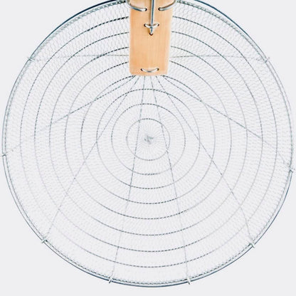8-Inch Galvanized Steel Spider Strainer – Fine Mesh Skimmer with Natural Bamboo Handle for Cooking & Frying Ideal for Home & Professional Kitchens