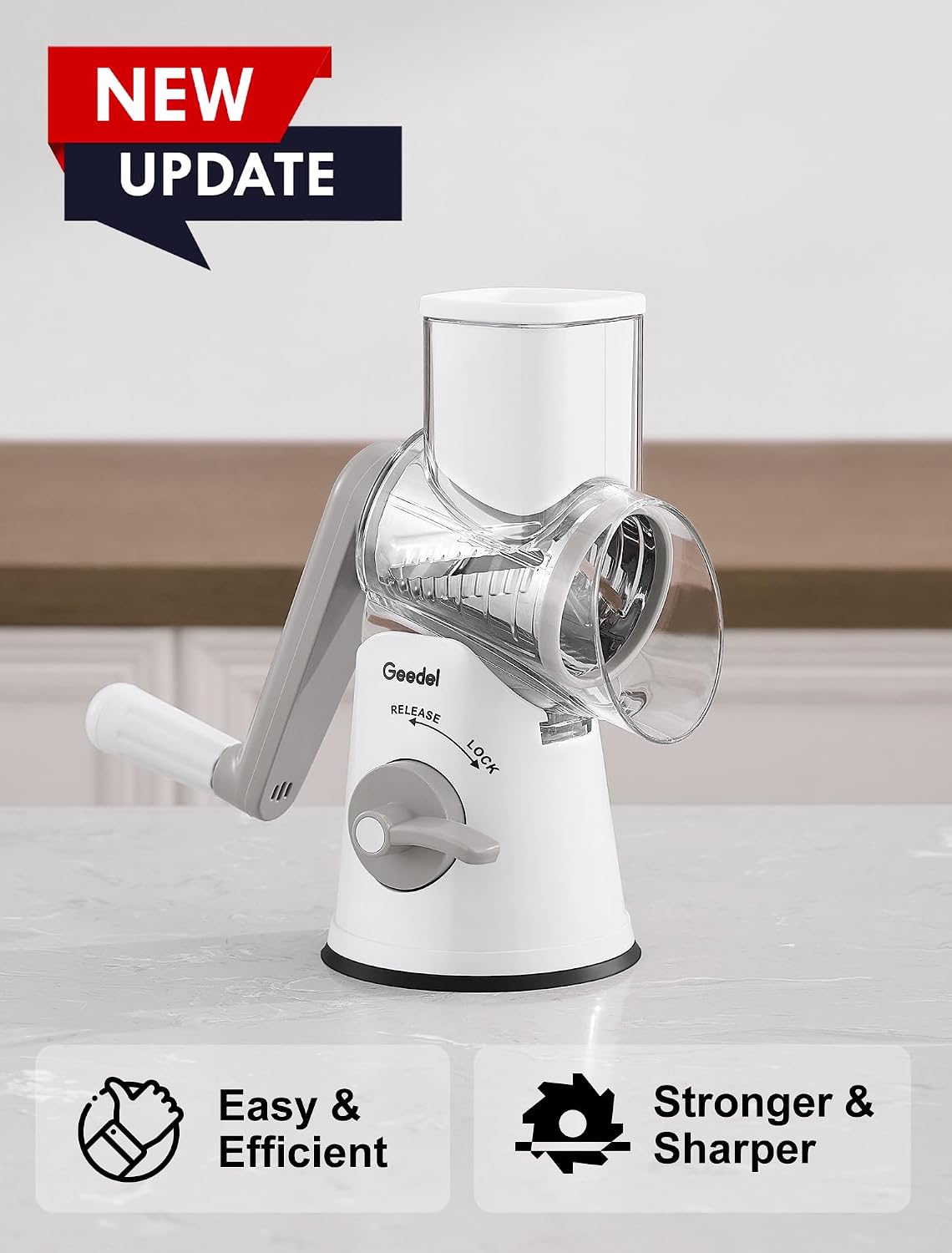 Upgraded Rotary Cheese Grater, 5 in 1 Cheese Shredder Veggie Slicer