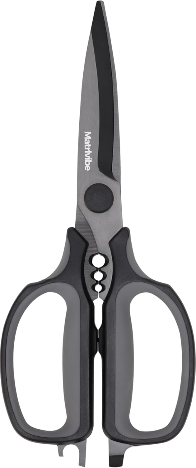 Come Apart Kitchen Shears Heavy Duty All Purpose food Scissors | Ultra Sharp Serrated Blade，Titanium Coated Japanese 420J Steel，TRP Soft Grip Handle，Dishwasher Safe