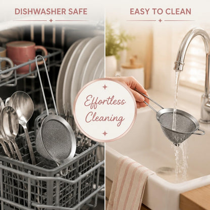 Fine Mesh Strainer Set of 2, 3.3 Inches Stainless Steel Tea Strainer with Long Handle, Small Conical Mesh Strainers Sieve for Cocktail Coffee Food, Rust Proof & Easy to Clean (Silver)