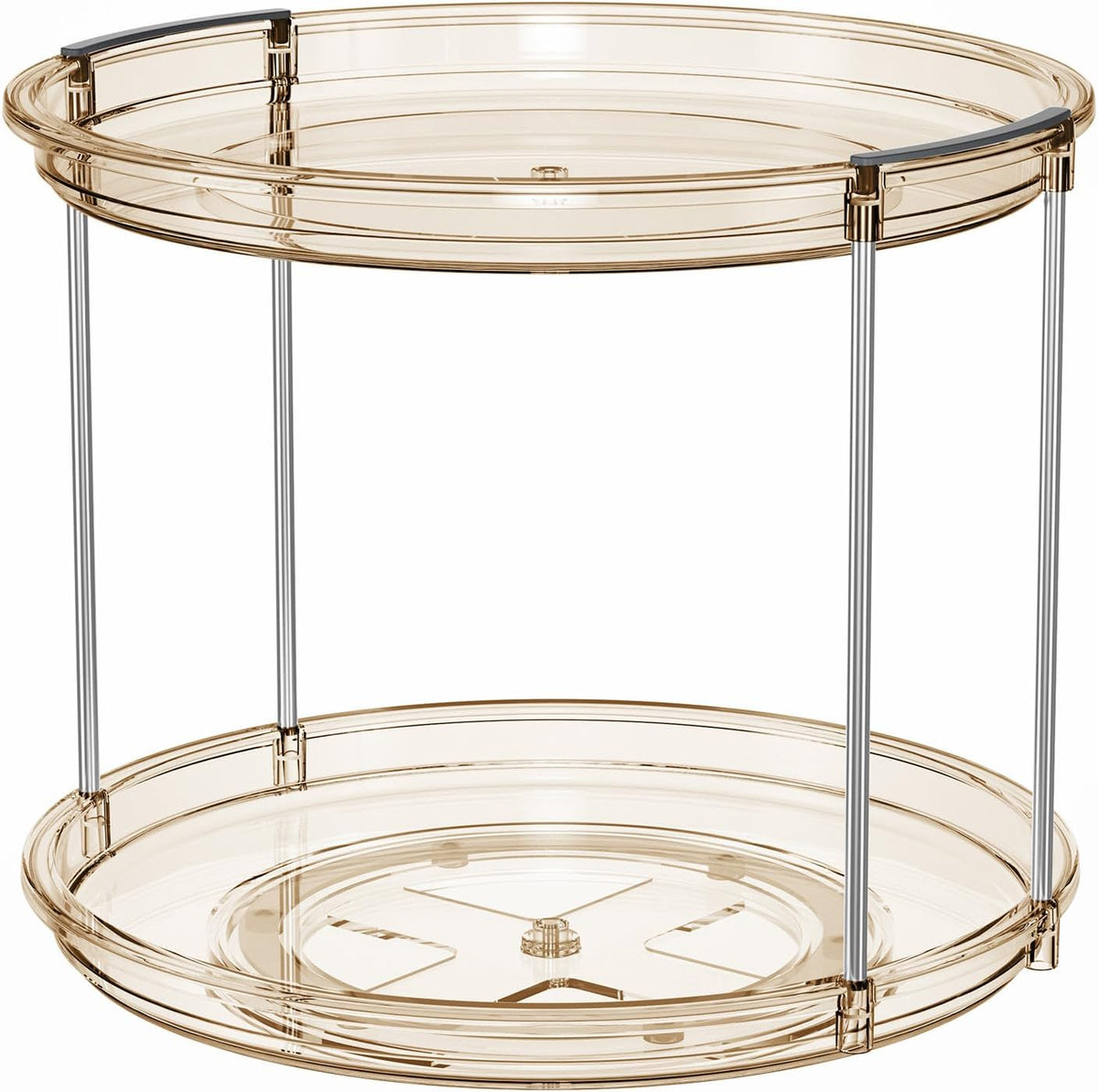 LAMU 2 Tier Lazy Susan Turntable Organizer 9.25'' Rotating Spice Rack Organization for Cabinet, Kitchen, Pantry, Countertop, Bathroom, Vanity, Medicine Cabinet Organizer, Clear