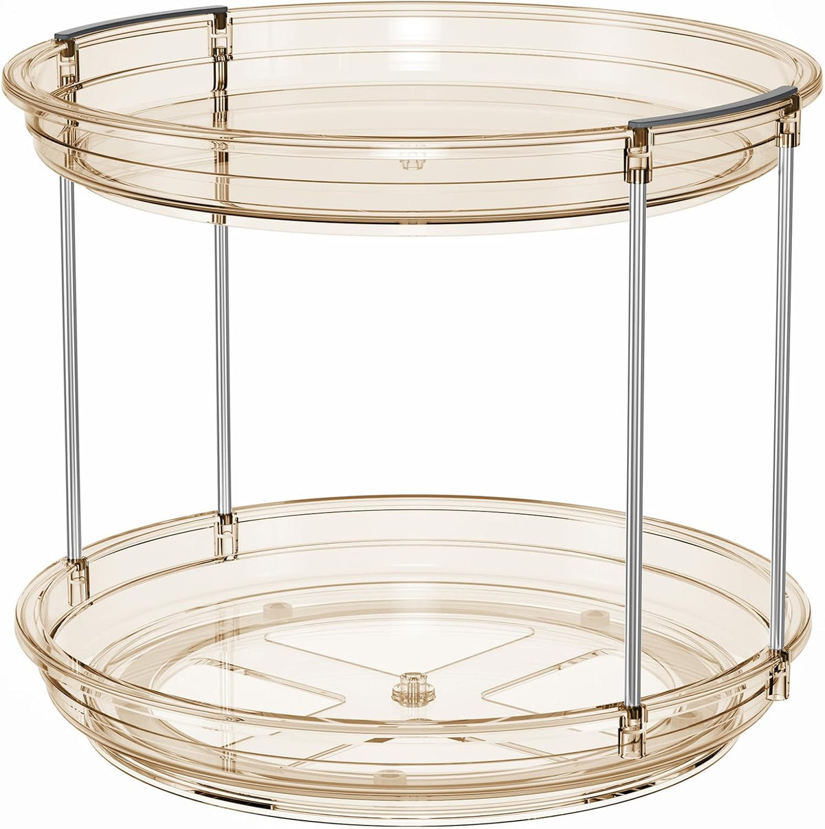 LAMU 2 Tier Lazy Susan Turntable Organizer 9.25'' Rotating Spice Rack Organization for Cabinet, Kitchen, Pantry, Countertop, Bathroom, Vanity, Medicine Cabinet Organizer, Clear