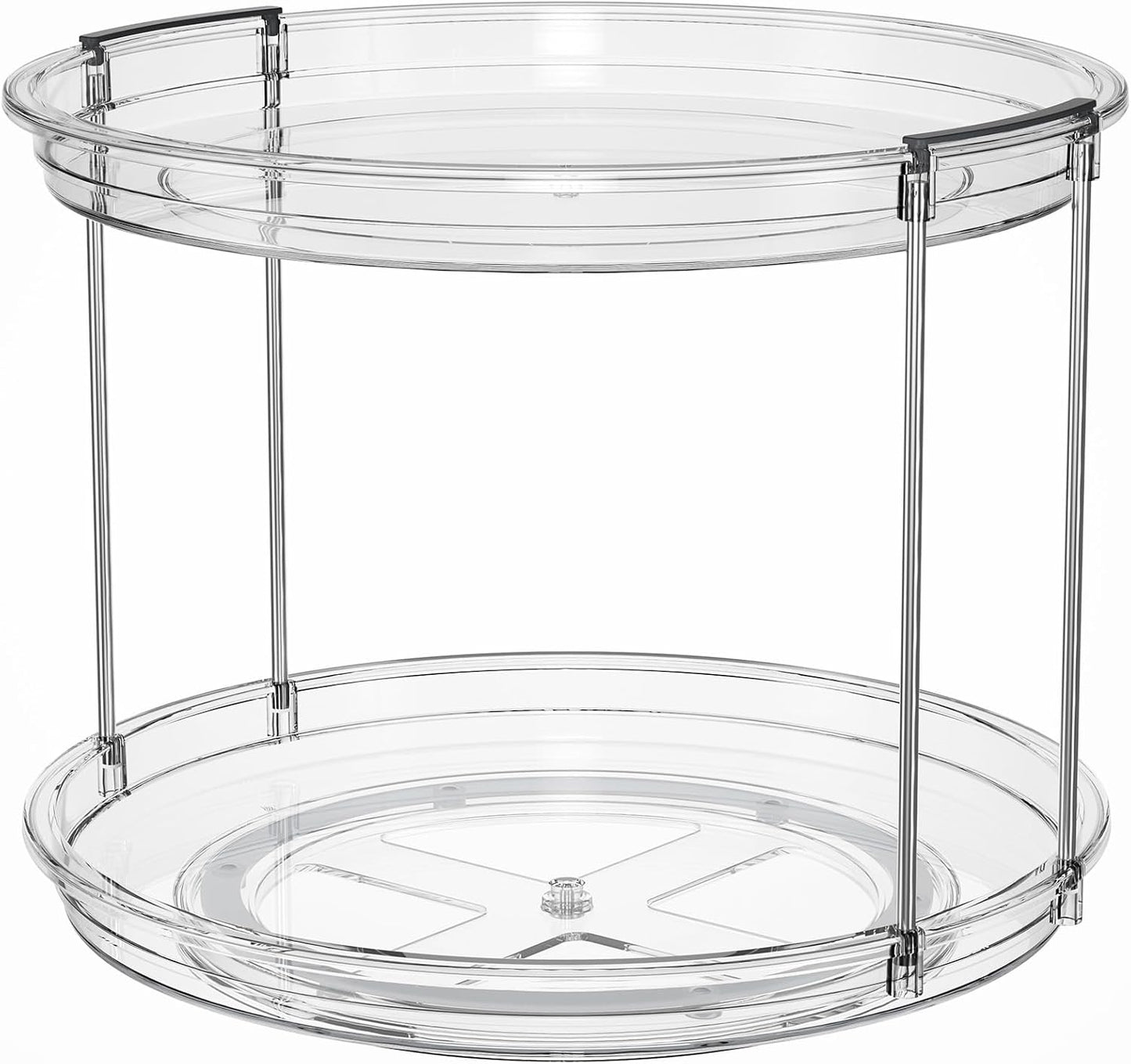 LAMU 2 Tier Lazy Susan Turntable Organizer 9.25'' Rotating Spice Rack Organization for Cabinet, Kitchen, Pantry, Countertop, Bathroom, Vanity, Medicine Cabinet Organizer, Clear