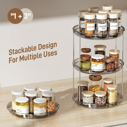 LAMU 2 Tier Lazy Susan Turntable Organizer 9.25'' Rotating Spice Rack Organization for Cabinet, Kitchen, Pantry, Countertop, Bathroom, Vanity, Medicine Cabinet Organizer, Clear