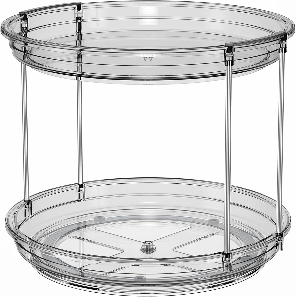 LAMU 2 Tier Lazy Susan Turntable Organizer 9.25'' Rotating Spice Rack Organization for Cabinet, Kitchen, Pantry, Countertop, Bathroom, Vanity, Medicine Cabinet Organizer, Clear