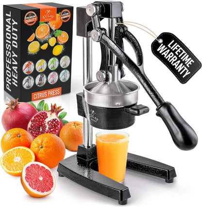 Cast Iron Juicer - Heavy Duty Manual Juicer with Detachable Strainers for Easy Cleaning, Orange Juice Press for Citrus Fruits, Perfect for Bartenders, Juice Lovers & Health Enthusiasts - Colors A