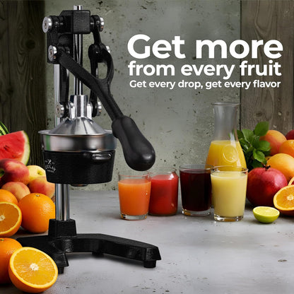 Cast Iron Juicer - Heavy Duty Manual Juicer with Detachable Strainers for Easy Cleaning, Orange Juice Press for Citrus Fruits, Perfect for Bartenders, Juice Lovers & Health Enthusiasts - Colors A