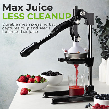 Cast Iron Juicer - Heavy Duty Manual Juicer with Detachable Strainers for Easy Cleaning, Orange Juice Press for Citrus Fruits, Perfect for Bartenders, Juice Lovers & Health Enthusiasts - Colors A