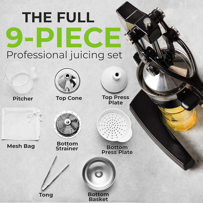 Cast Iron Juicer - Heavy Duty Manual Juicer with Detachable Strainers for Easy Cleaning, Orange Juice Press for Citrus Fruits, Perfect for Bartenders, Juice Lovers & Health Enthusiasts - Colors A