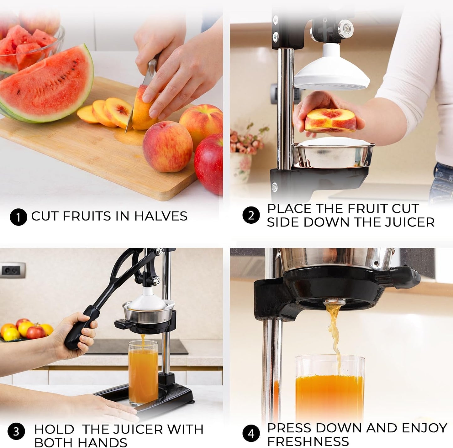 Cast Iron Juicer - Heavy Duty Manual Juicer with Detachable Strainers for Easy Cleaning, Orange Juice Press for Citrus Fruits, Perfect for Bartenders, Juice Lovers & Health Enthusiasts - Colors A