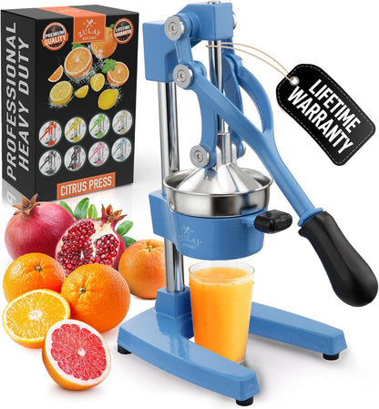 Cast Iron Juicer - Heavy Duty Manual Juicer with Detachable Strainers for Easy Cleaning, Orange Juice Press for Citrus Fruits, Perfect for Bartenders, Juice Lovers & Health Enthusiasts - Colors A