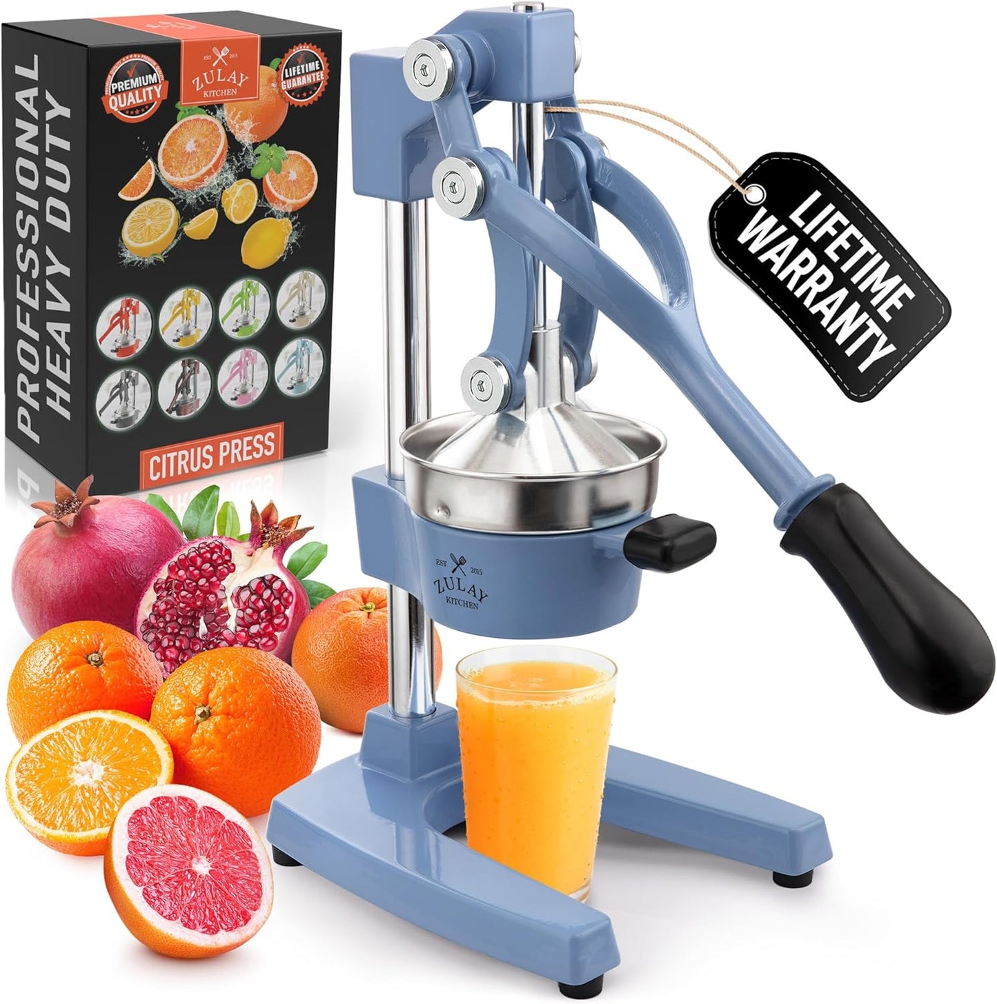 Cast Iron Juicer - Heavy Duty Manual Juicer with Detachable Strainers for Easy Cleaning, Orange Juice Press for Citrus Fruits, Perfect for Bartenders, Juice Lovers & Health Enthusiasts - Colors A