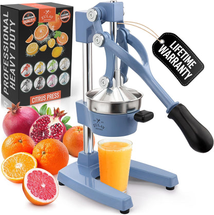 Cast Iron Juicer - Heavy Duty Manual Juicer with Detachable Strainers for Easy Cleaning, Orange Juice Press for Citrus Fruits, Perfect for Bartenders, Juice Lovers & Health Enthusiasts - Colors A