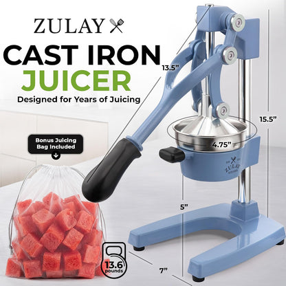 Cast Iron Juicer - Heavy Duty Manual Juicer with Detachable Strainers for Easy Cleaning, Orange Juice Press for Citrus Fruits, Perfect for Bartenders, Juice Lovers & Health Enthusiasts - Colors A