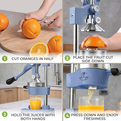 Cast Iron Juicer - Heavy Duty Manual Juicer with Detachable Strainers for Easy Cleaning, Orange Juice Press for Citrus Fruits, Perfect for Bartenders, Juice Lovers & Health Enthusiasts - Colors A