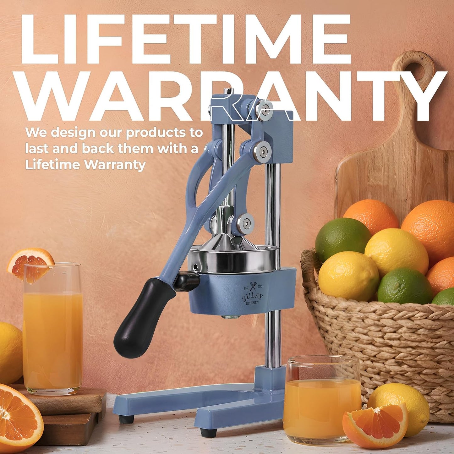 Cast Iron Juicer - Heavy Duty Manual Juicer with Detachable Strainers for Easy Cleaning, Orange Juice Press for Citrus Fruits, Perfect for Bartenders, Juice Lovers & Health Enthusiasts - Colors A
