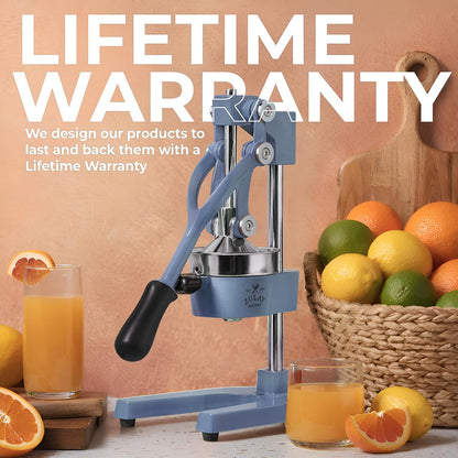 Cast Iron Juicer - Heavy Duty Manual Juicer with Detachable Strainers for Easy Cleaning, Orange Juice Press for Citrus Fruits, Perfect for Bartenders, Juice Lovers & Health Enthusiasts - Colors A