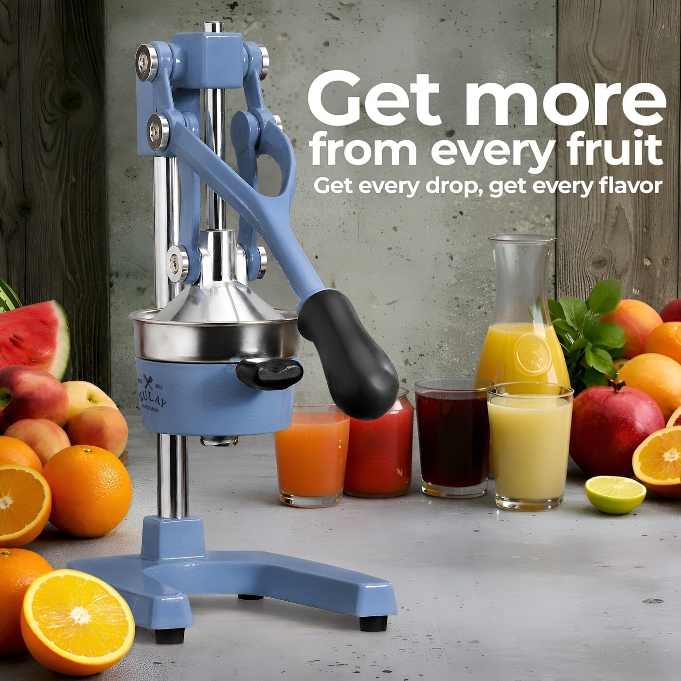 Cast Iron Juicer - Heavy Duty Manual Juicer with Detachable Strainers for Easy Cleaning, Orange Juice Press for Citrus Fruits, Perfect for Bartenders, Juice Lovers & Health Enthusiasts - Colors A