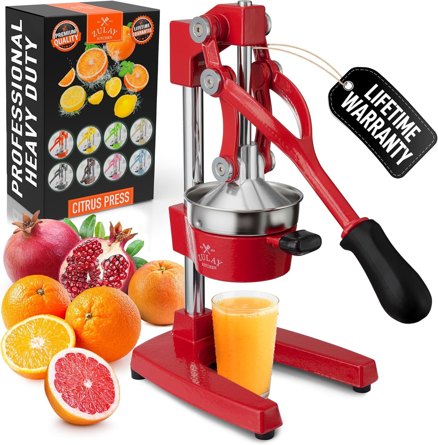 Cast Iron Juicer - Heavy Duty Manual Juicer with Detachable Strainers for Easy Cleaning, Orange Juice Press for Citrus Fruits, Perfect for Bartenders, Juice Lovers & Health Enthusiasts - Colors A