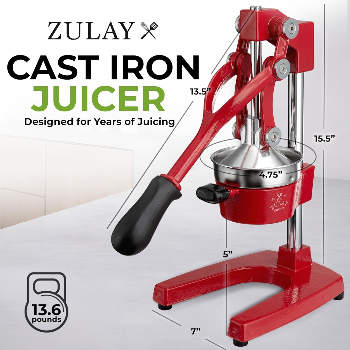 Cast Iron Juicer - Heavy Duty Manual Juicer with Detachable Strainers for Easy Cleaning, Orange Juice Press for Citrus Fruits, Perfect for Bartenders, Juice Lovers & Health Enthusiasts - Colors A