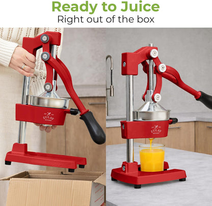 Cast Iron Juicer - Heavy Duty Manual Juicer with Detachable Strainers for Easy Cleaning, Orange Juice Press for Citrus Fruits, Perfect for Bartenders, Juice Lovers & Health Enthusiasts - Colors A