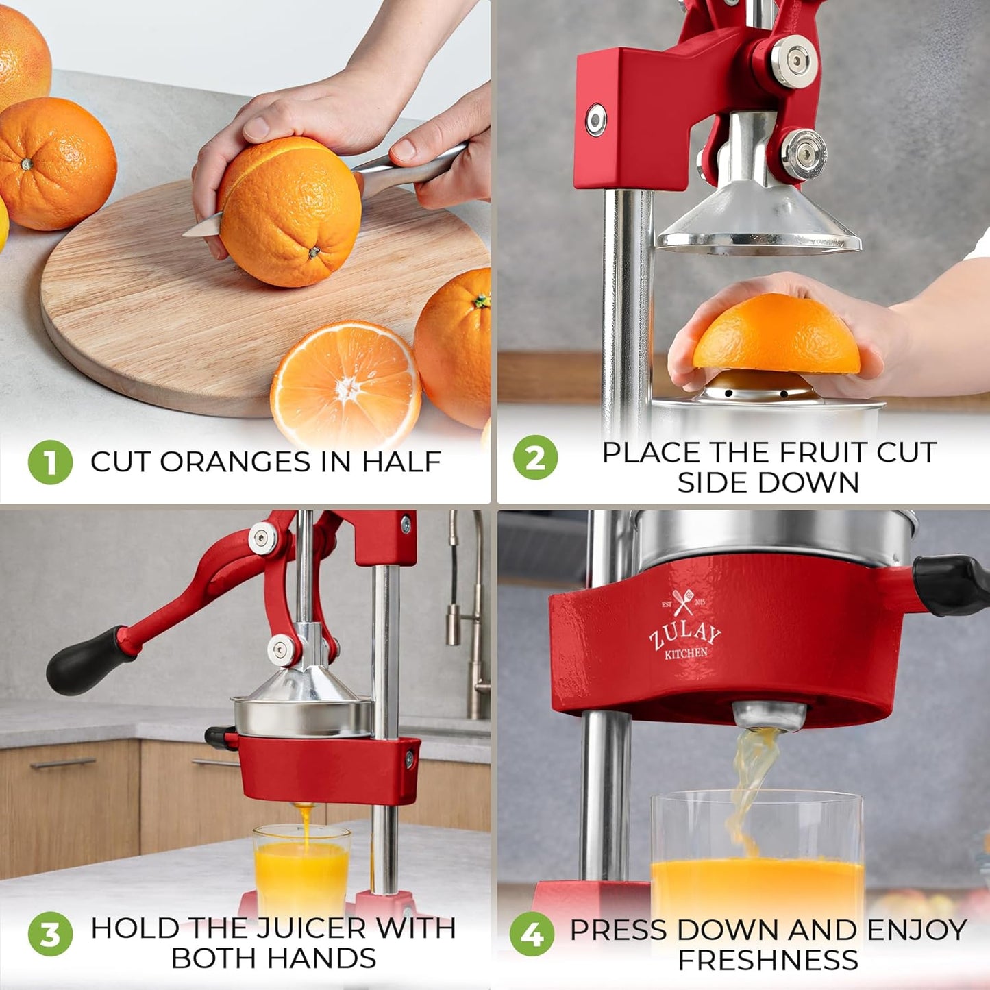 Cast Iron Juicer - Heavy Duty Manual Juicer with Detachable Strainers for Easy Cleaning, Orange Juice Press for Citrus Fruits, Perfect for Bartenders, Juice Lovers & Health Enthusiasts - Colors A