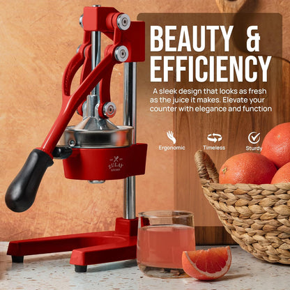 Cast Iron Juicer - Heavy Duty Manual Juicer with Detachable Strainers for Easy Cleaning, Orange Juice Press for Citrus Fruits, Perfect for Bartenders, Juice Lovers & Health Enthusiasts - Colors A