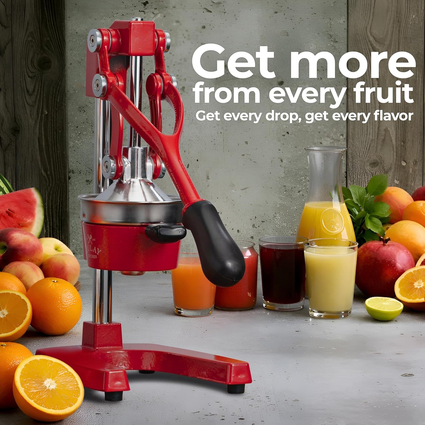 Cast Iron Juicer - Heavy Duty Manual Juicer with Detachable Strainers for Easy Cleaning, Orange Juice Press for Citrus Fruits, Perfect for Bartenders, Juice Lovers & Health Enthusiasts - Colors A