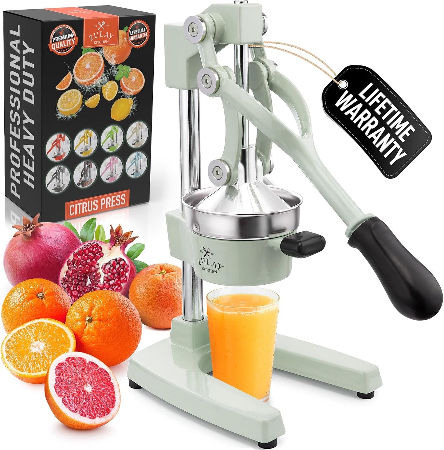 Cast Iron Juicer - Heavy Duty Manual Juicer with Detachable Strainers for Easy Cleaning, Orange Juice Press for Citrus Fruits, Perfect for Bartenders, Juice Lovers & Health Enthusiasts - Colors A