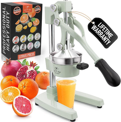 Cast Iron Juicer - Heavy Duty Manual Juicer with Detachable Strainers for Easy Cleaning, Orange Juice Press for Citrus Fruits, Perfect for Bartenders, Juice Lovers & Health Enthusiasts - Colors A