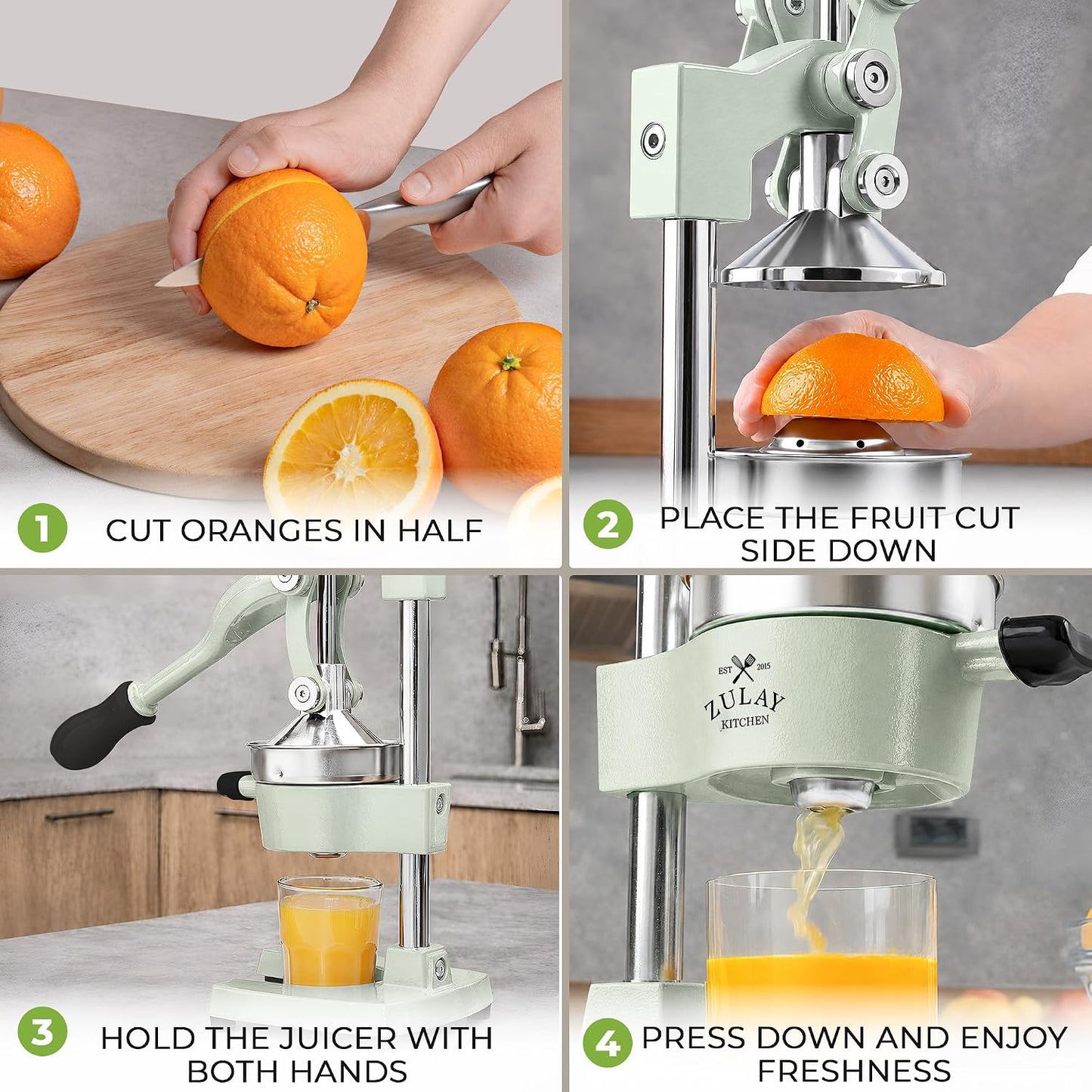 Cast Iron Juicer - Heavy Duty Manual Juicer with Detachable Strainers for Easy Cleaning, Orange Juice Press for Citrus Fruits, Perfect for Bartenders, Juice Lovers & Health Enthusiasts - Colors A