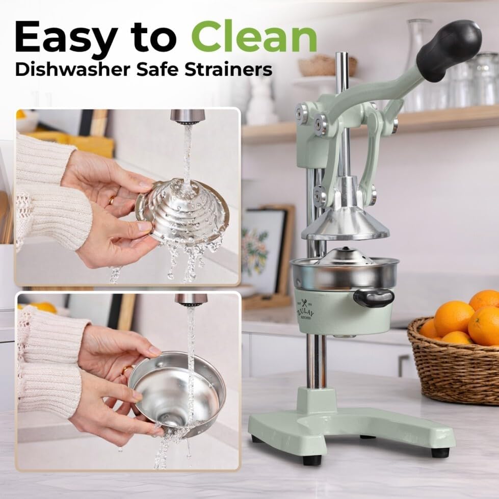 Cast Iron Juicer - Heavy Duty Manual Juicer with Detachable Strainers for Easy Cleaning, Orange Juice Press for Citrus Fruits, Perfect for Bartenders, Juice Lovers & Health Enthusiasts - Colors A