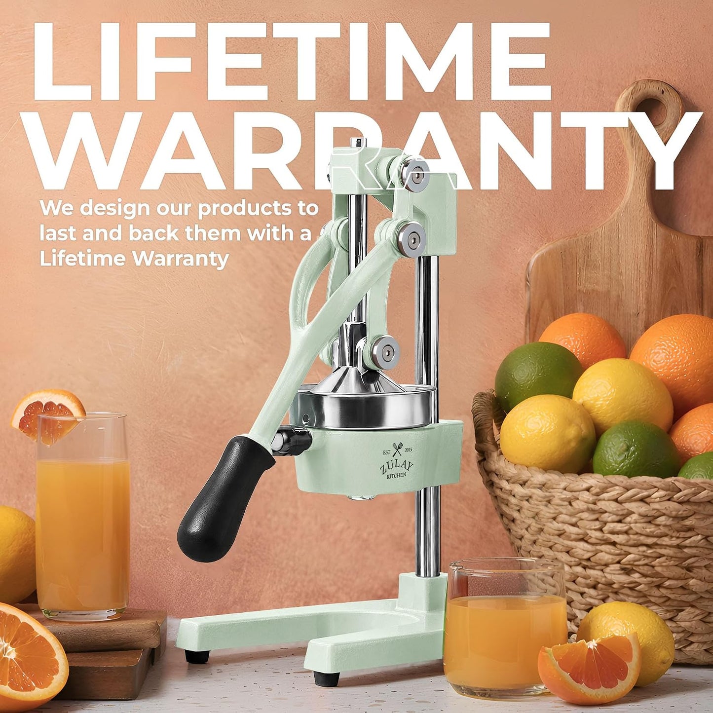 Cast Iron Juicer - Heavy Duty Manual Juicer with Detachable Strainers for Easy Cleaning, Orange Juice Press for Citrus Fruits, Perfect for Bartenders, Juice Lovers & Health Enthusiasts - Colors A