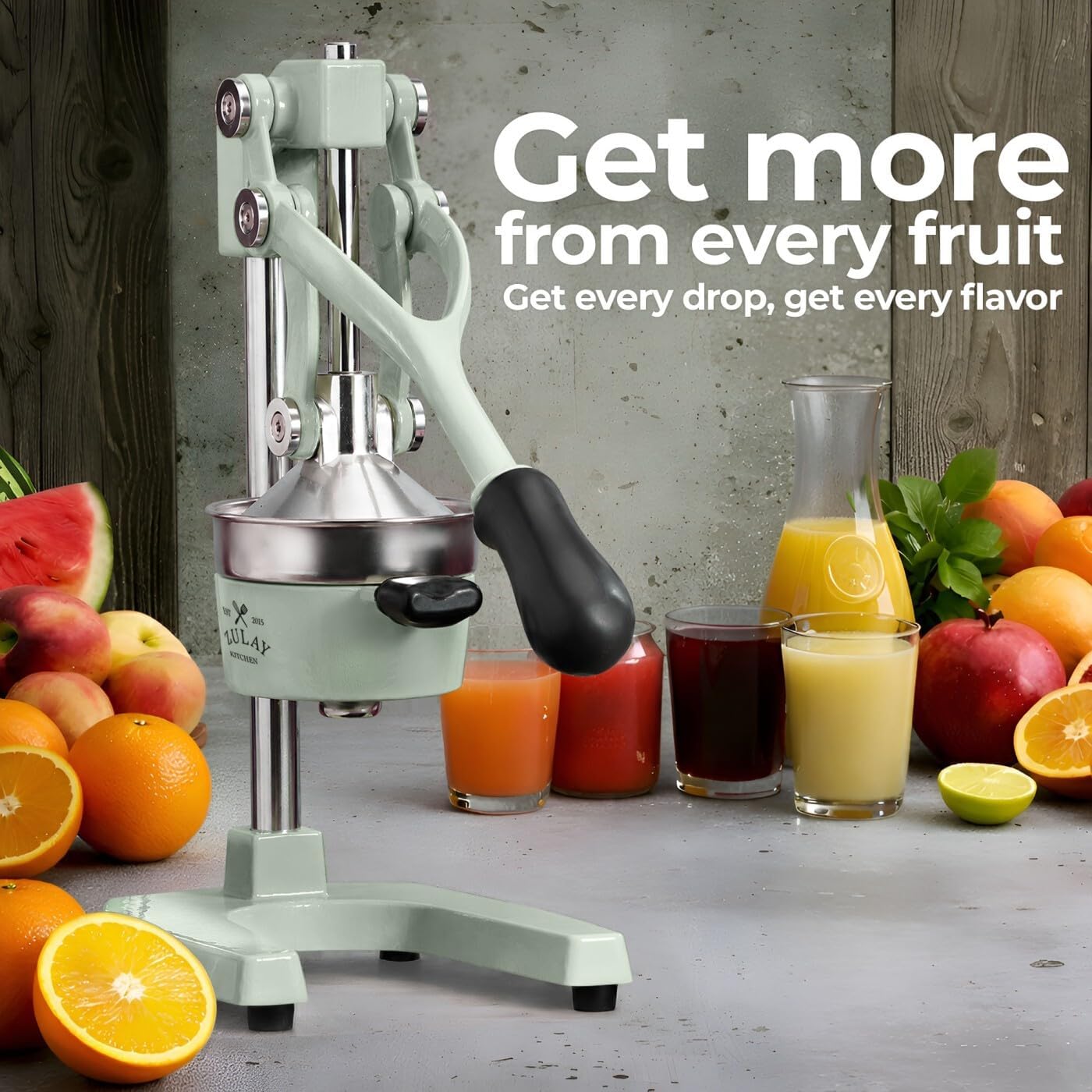 Cast Iron Juicer - Heavy Duty Manual Juicer with Detachable Strainers for Easy Cleaning, Orange Juice Press for Citrus Fruits, Perfect for Bartenders, Juice Lovers & Health Enthusiasts - Colors A