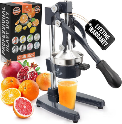 Cast Iron Juicer - Heavy Duty Manual Juicer with Detachable Strainers for Easy Cleaning, Orange Juice Press for Citrus Fruits, Perfect for Bartenders, Juice Lovers & Health Enthusiasts - Colors A