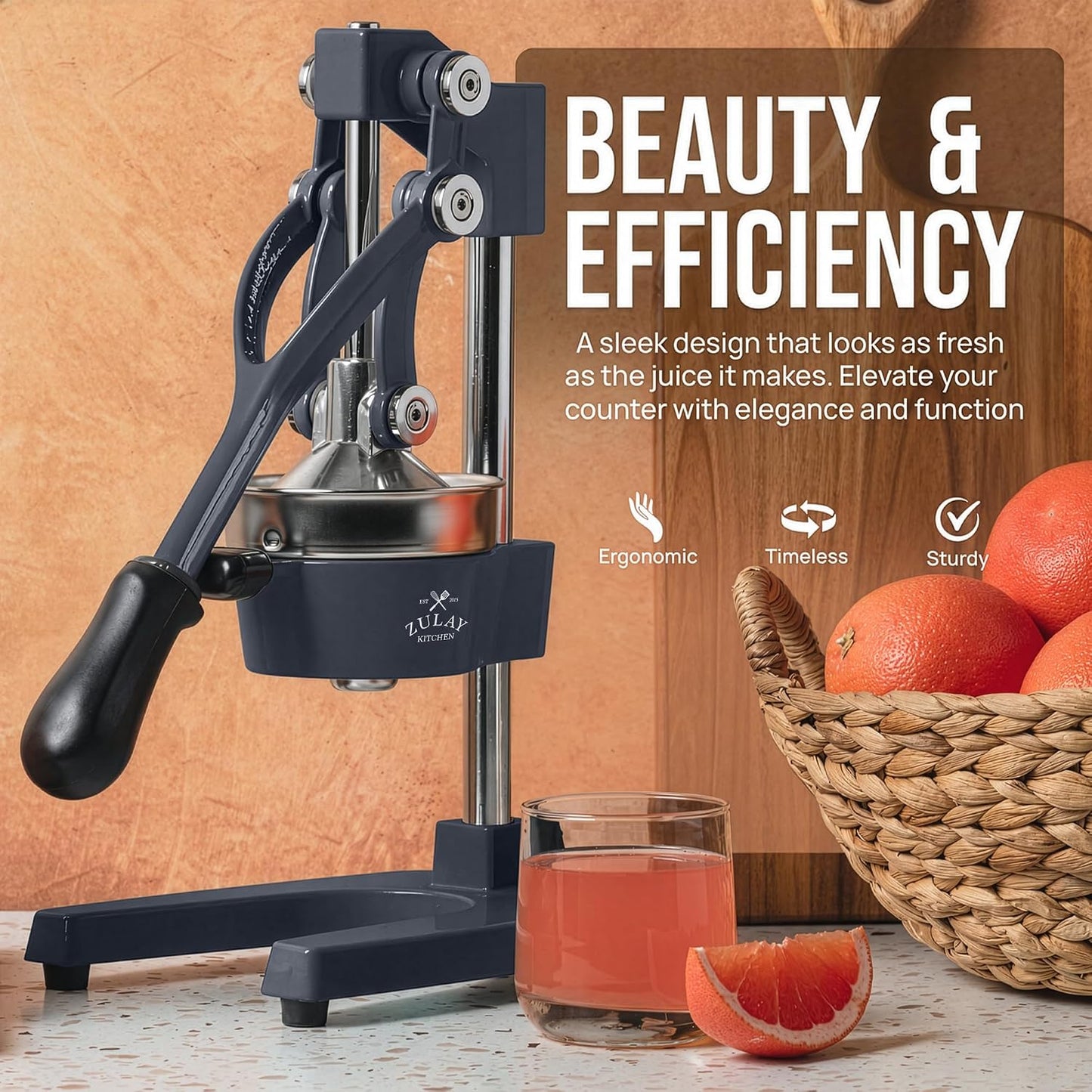 Cast Iron Juicer - Heavy Duty Manual Juicer with Detachable Strainers for Easy Cleaning, Orange Juice Press for Citrus Fruits, Perfect for Bartenders, Juice Lovers & Health Enthusiasts - Colors A