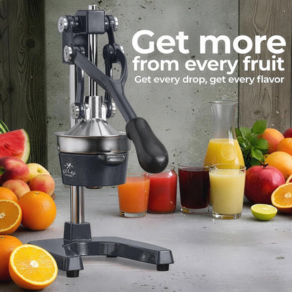 Cast Iron Juicer - Heavy Duty Manual Juicer with Detachable Strainers for Easy Cleaning, Orange Juice Press for Citrus Fruits, Perfect for Bartenders, Juice Lovers & Health Enthusiasts - Colors A