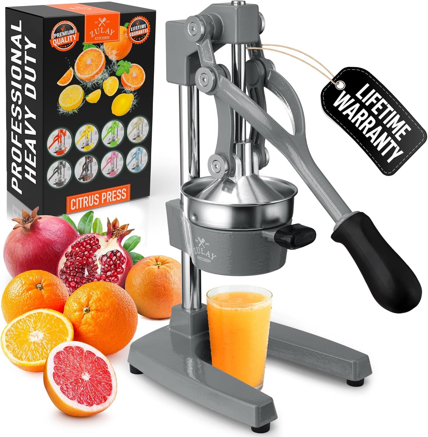 Cast Iron Juicer - Heavy Duty Manual Juicer with Detachable Strainers for Easy Cleaning, Orange Juice Press for Citrus Fruits, Perfect for Bartenders, Juice Lovers & Health Enthusiasts - Colors A
