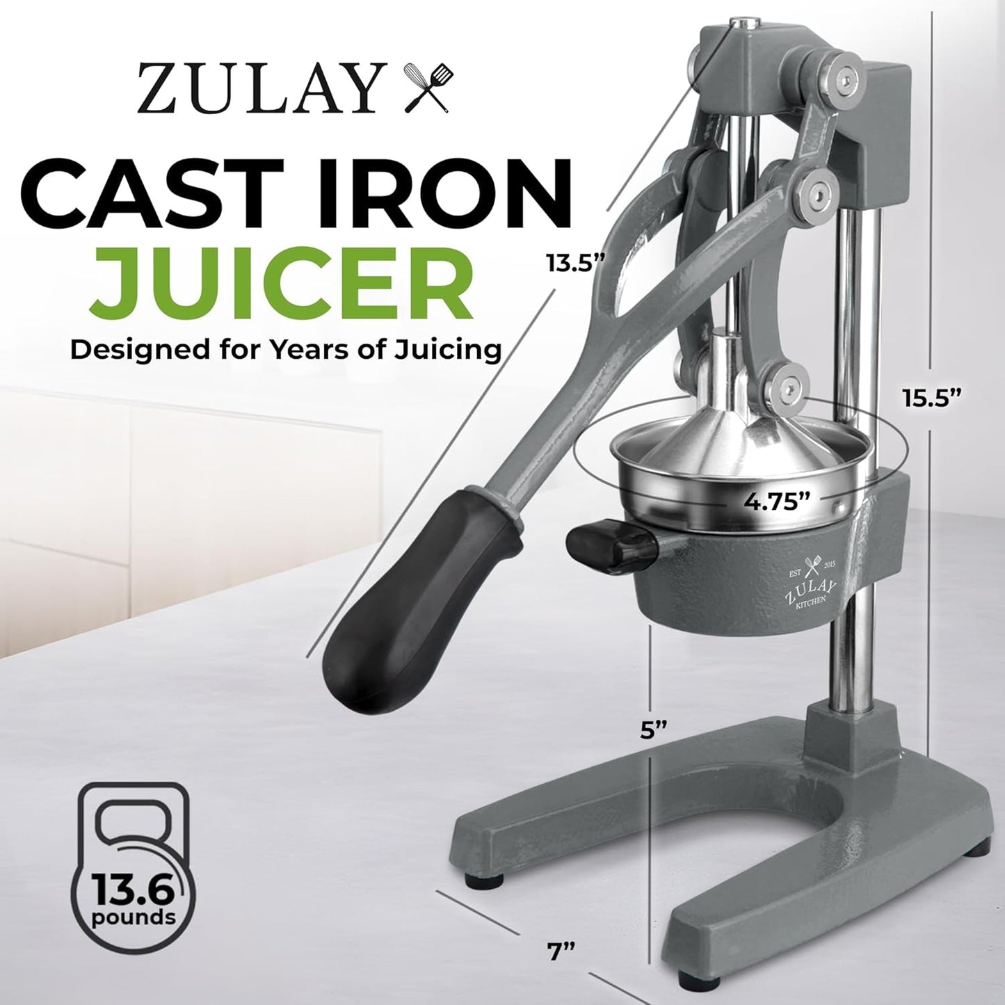 Cast Iron Juicer - Heavy Duty Manual Juicer with Detachable Strainers for Easy Cleaning, Orange Juice Press for Citrus Fruits, Perfect for Bartenders, Juice Lovers & Health Enthusiasts - Colors A
