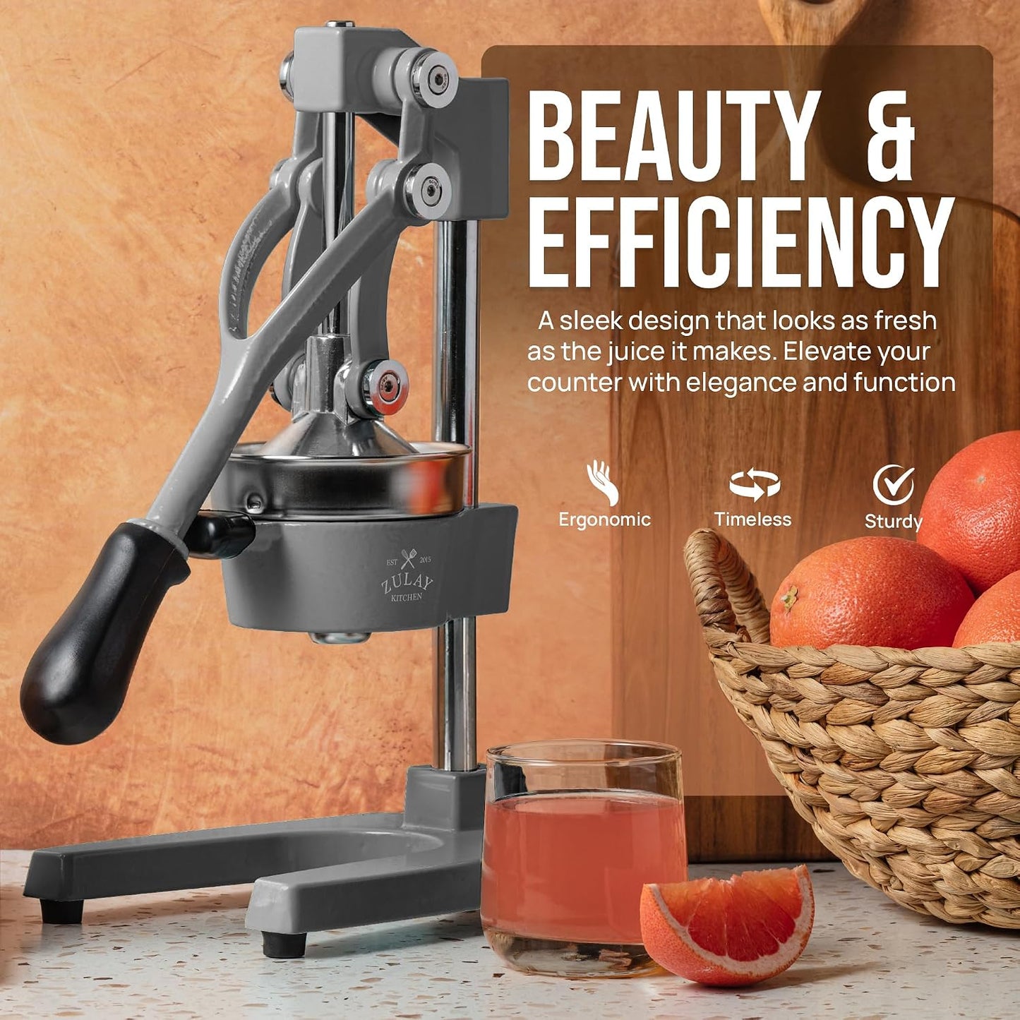 Cast Iron Juicer - Heavy Duty Manual Juicer with Detachable Strainers for Easy Cleaning, Orange Juice Press for Citrus Fruits, Perfect for Bartenders, Juice Lovers & Health Enthusiasts - Colors A
