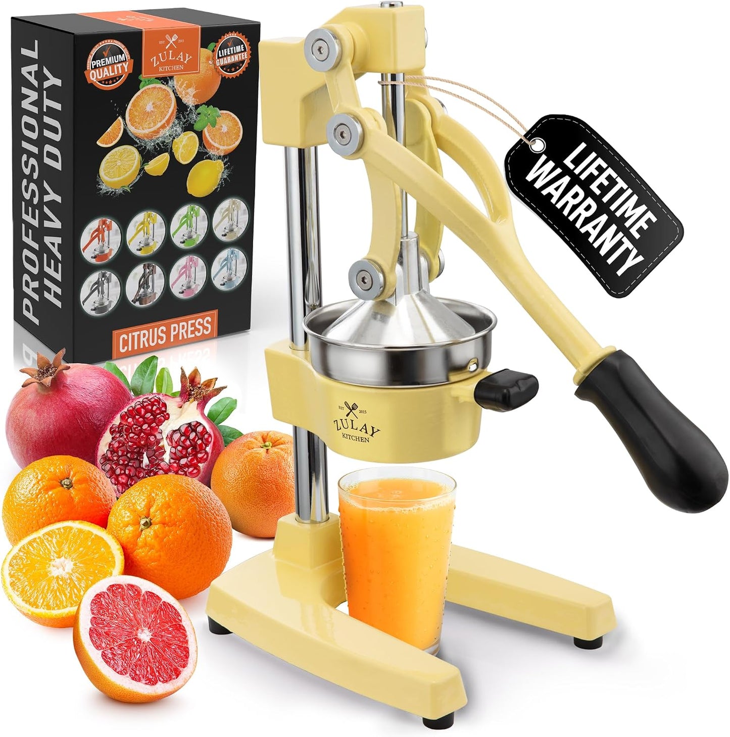 Cast Iron Juicer - Heavy Duty Manual Juicer with Detachable Strainers for Easy Cleaning, Orange Juice Press for Citrus Fruits, Perfect for Bartenders, Juice Lovers & Health Enthusiasts - Colors A